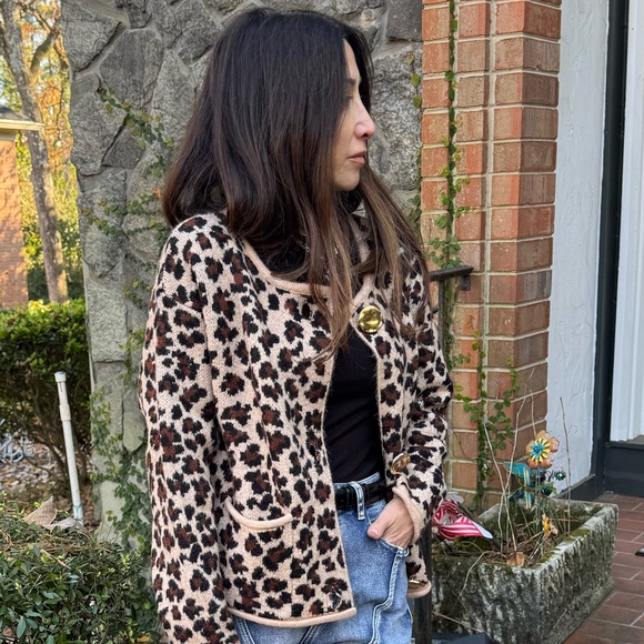 FROM PARIS FRANCE CHIC GOLD BUTTON KNIT
CARDIGAN SWEATER WITH FRONT POCKETS - Picture 2 of 4